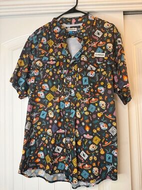 Magellan Outdoors Mexican Fiesta Print Fishing Shirt - Black Multicolor